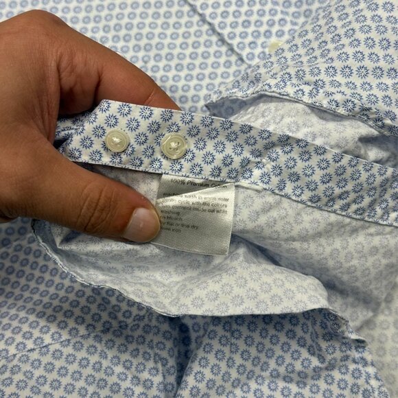 Spier & Mackay Handmade Dress Shirt Slim Cotton Long Sleeve Dot 15 1/2 Medium - Picture 7 of 9